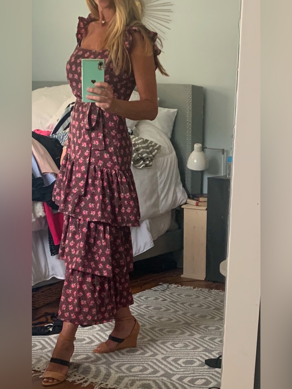 Likely Pink Floral Ruffle Tiered Maxi Dress size 6